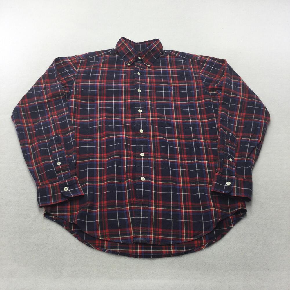 Ralph Lauren Shirt Mens Medium Blue Plaid Flannel Long Sleeve Button Up Casual